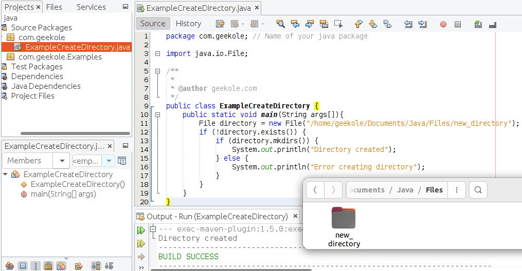 Create directory or folder in Java