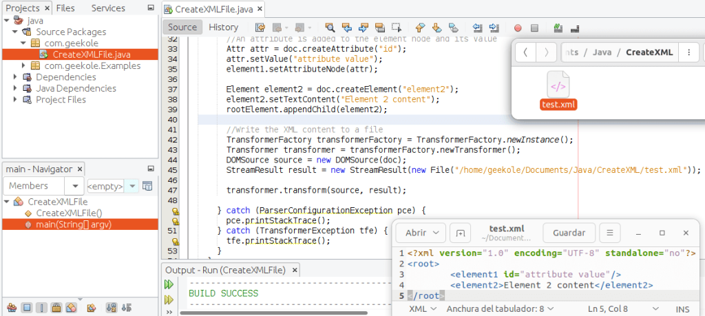 Create an XML file in Java
