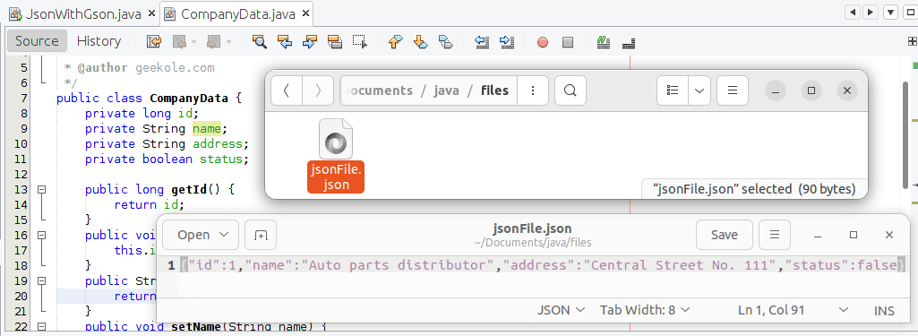Json with Google Gson in Java