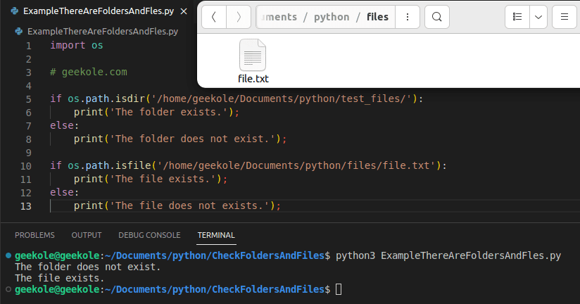 Folders and files exist in Python