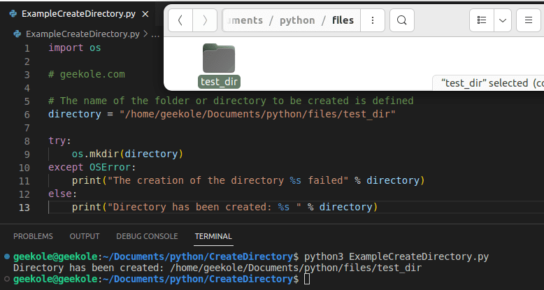 Create directories or folders in Python