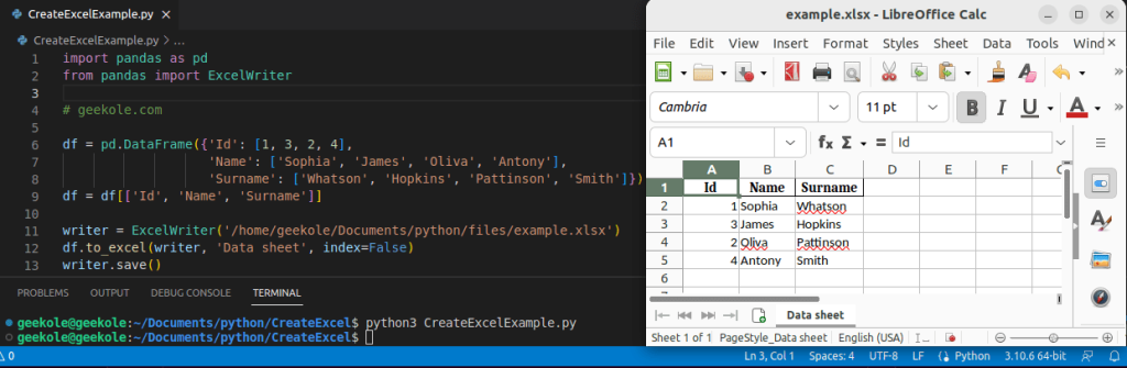 Create an Excel file in Python