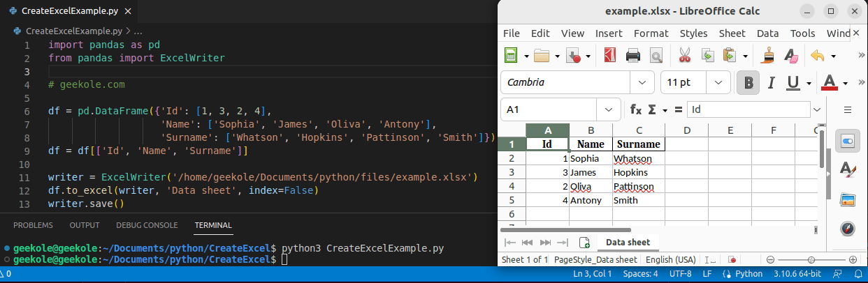 create excel file python