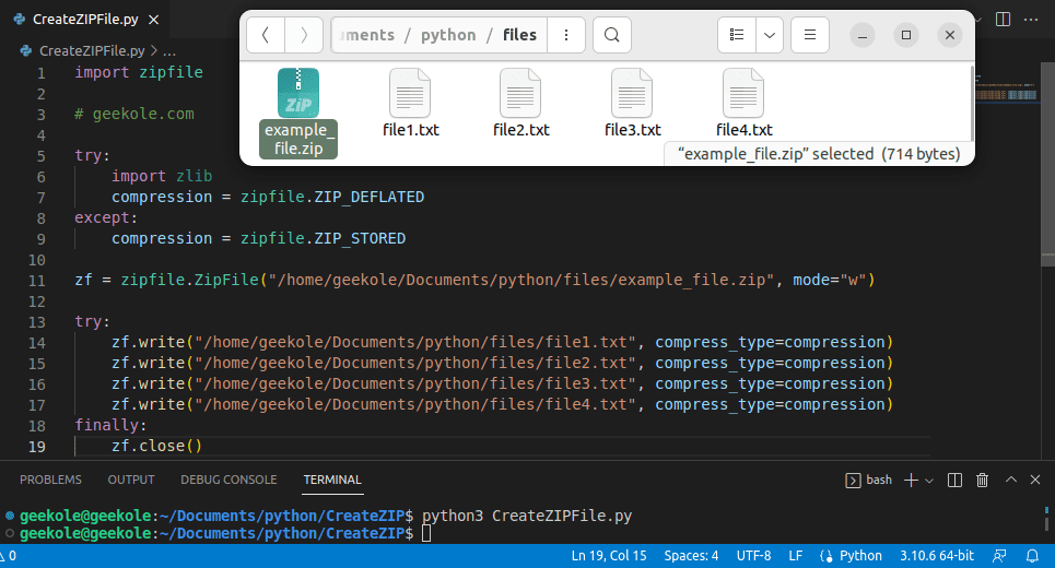 Create ZIP files in Python