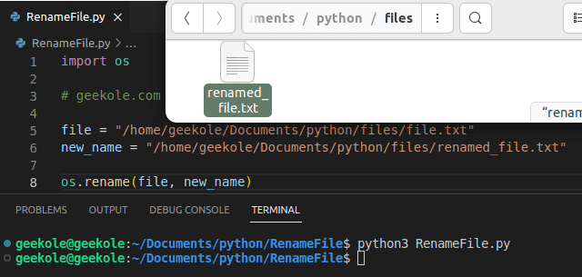Rename a file in Python